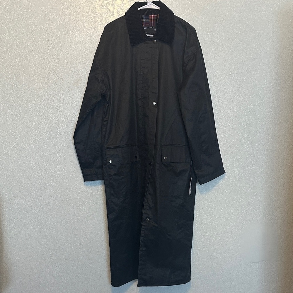 ASOS Design Tall Wax Trench Coated Canvas Corduroy Collar Tall